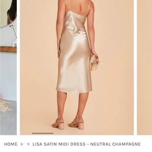 Birdy Grey Lisa midi champagne satin dress - size sm